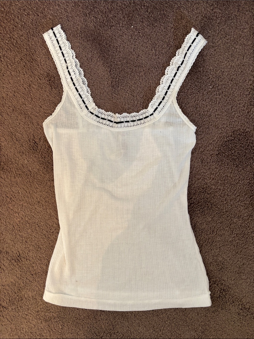 Free People Intimately Lace-Trim Ribbed Tank Top - White
